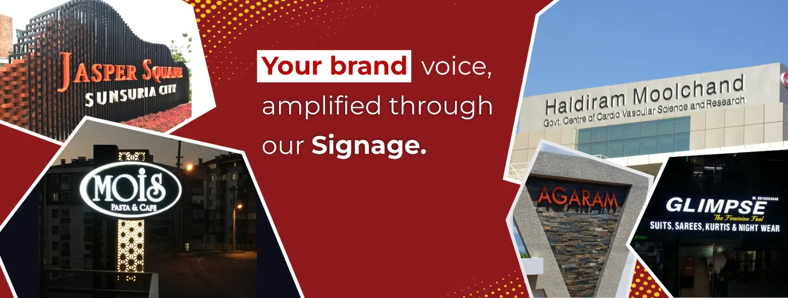 Building, restaurant, hospital and retail sign boards by Signage Maker