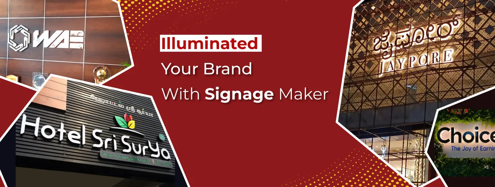 Illuminated logo signs and hotel and retail storefront signage