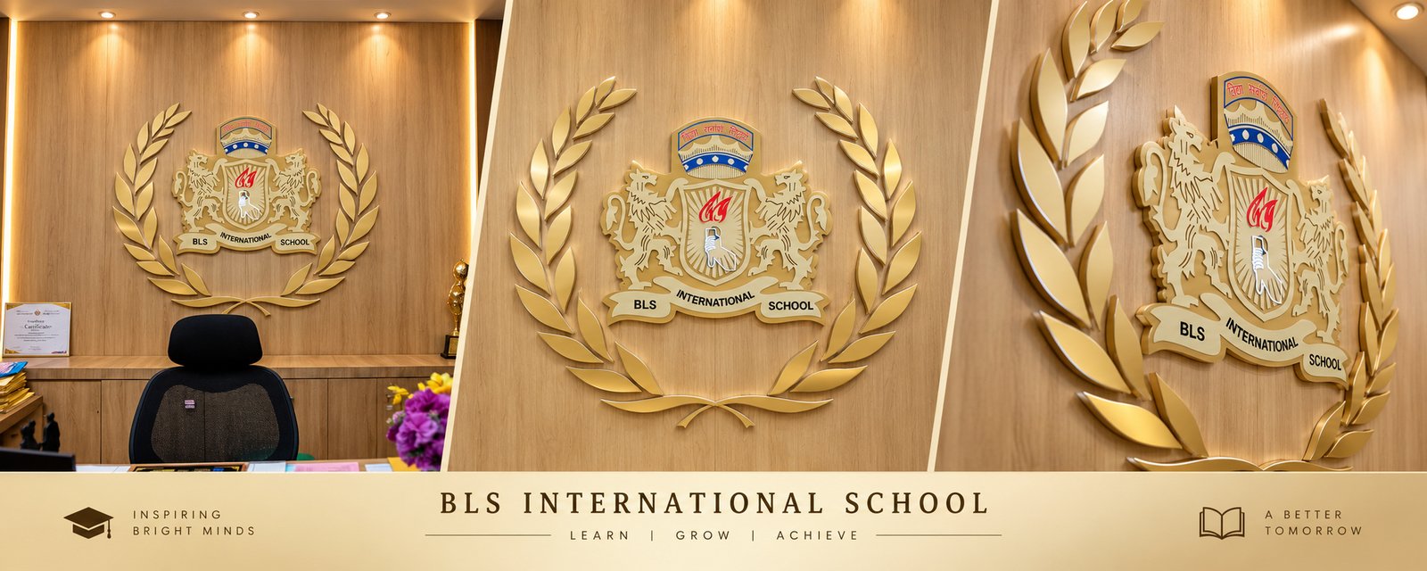 Acrylic Reception Signage with Vinyl Printing for BLS International School