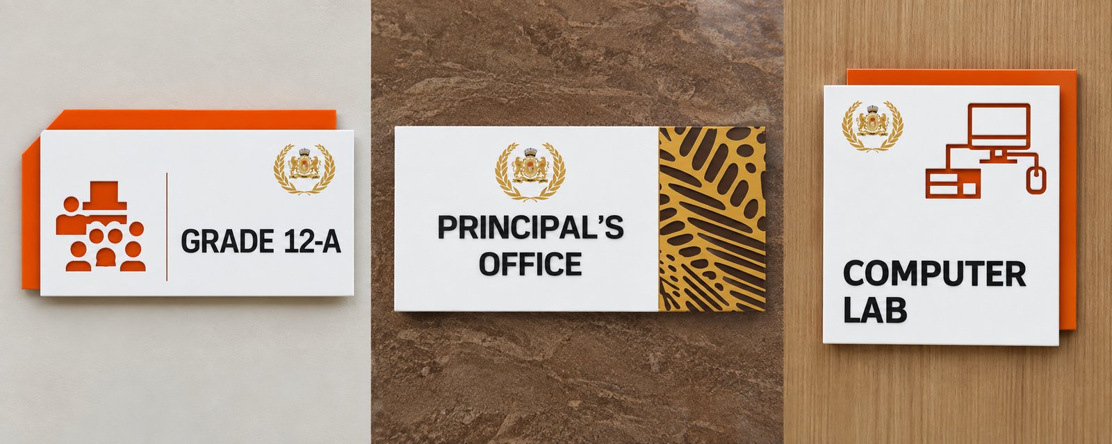 Custom Acrylic School Name Plates with UV Printing